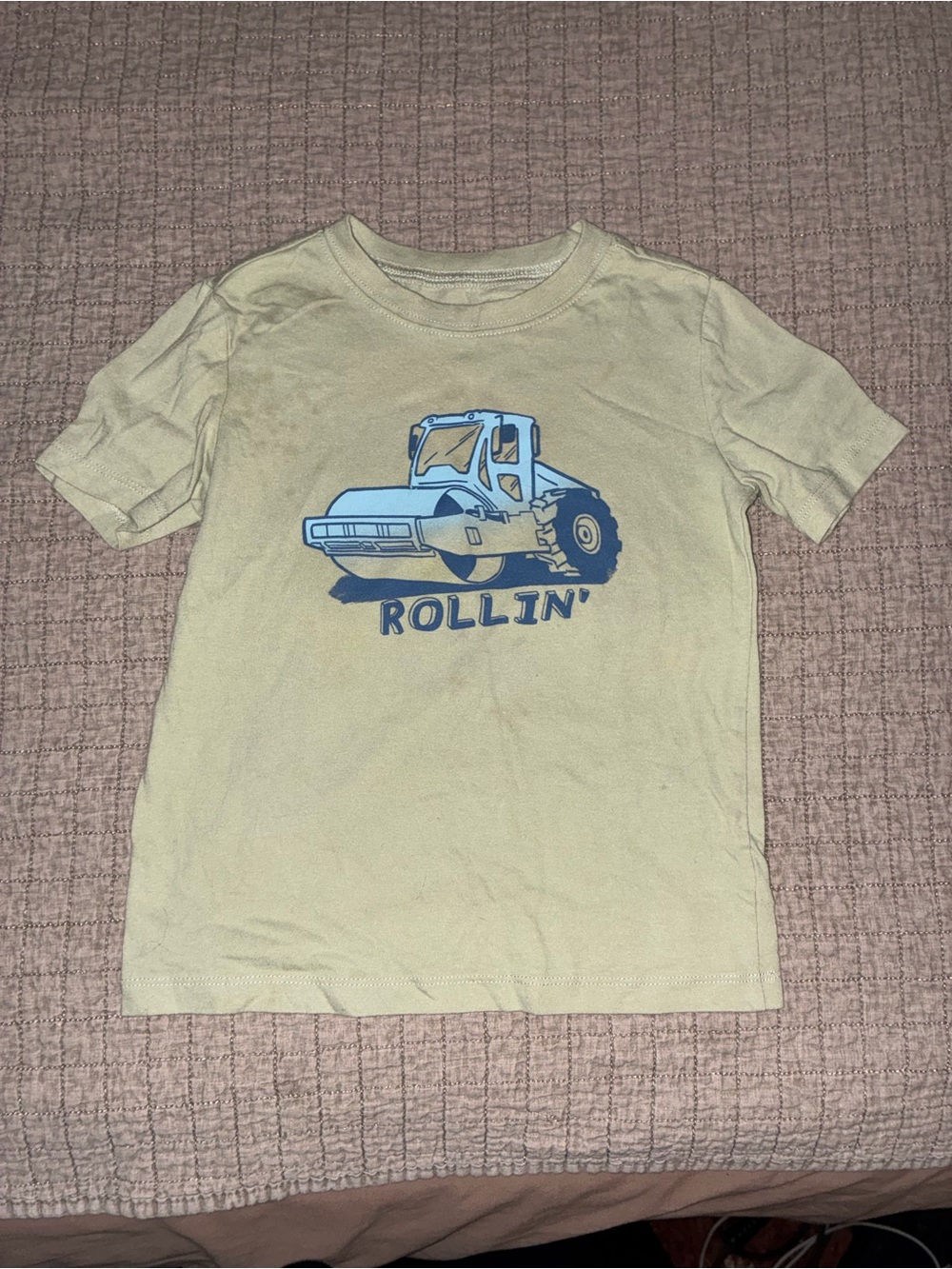 Carter's Light Yellow Tee with Blue Construction Truck Graphic